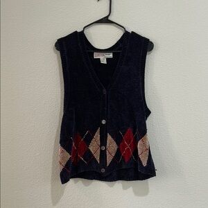 Vintage Navy Argyle Knit Vest